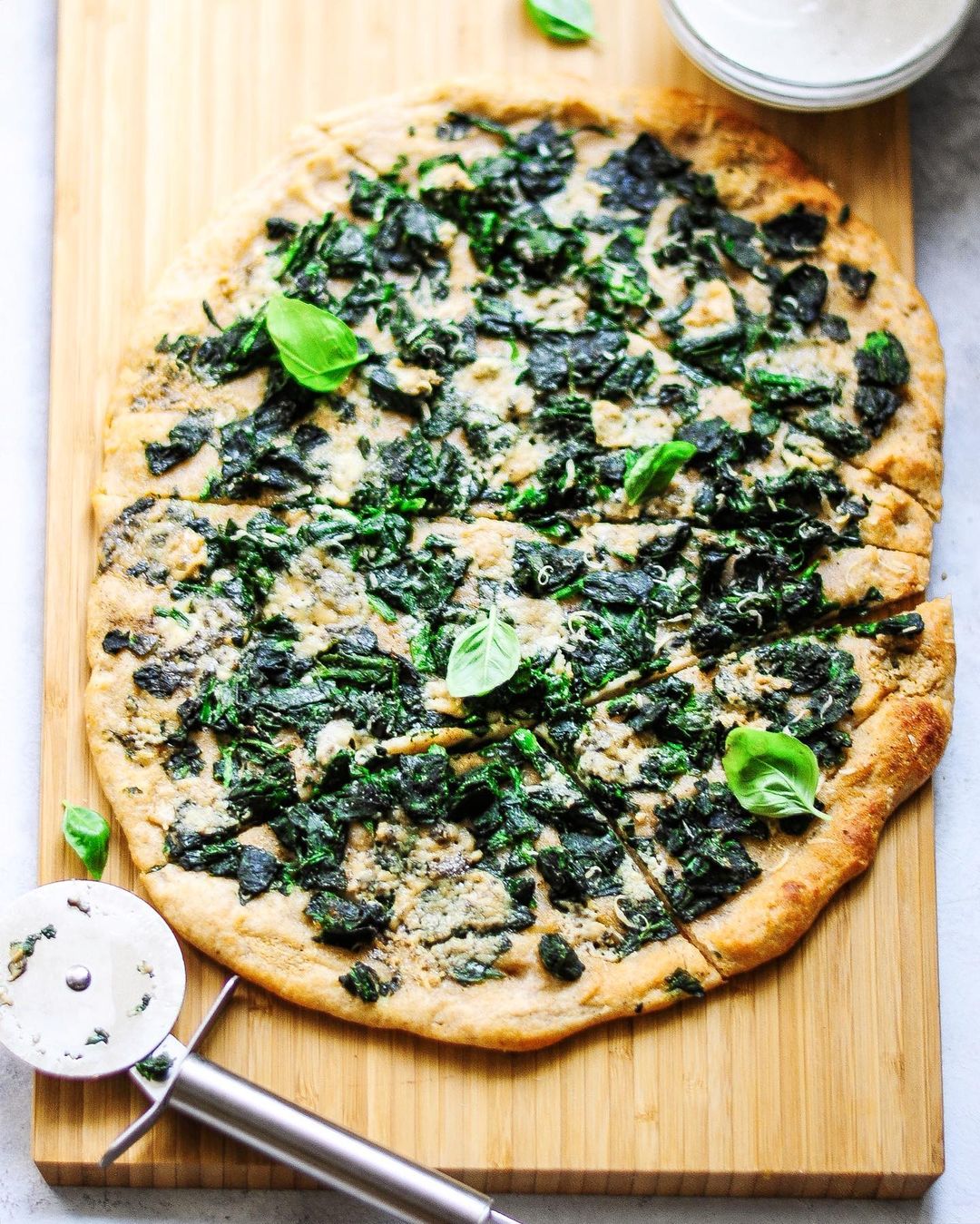 Vegan Kale and Spinach Pizza