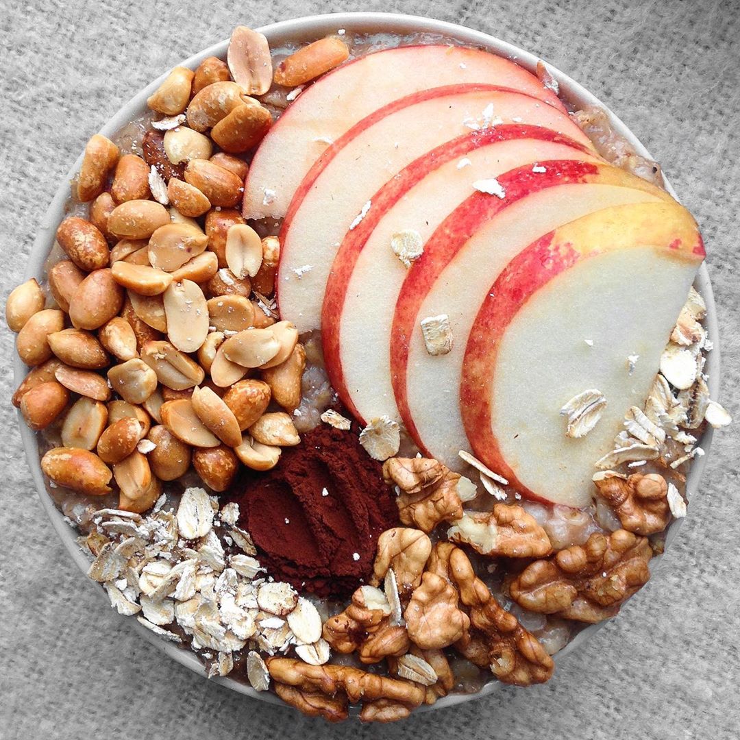 Nutty Apple and Chocolate Oatmeal Bowl