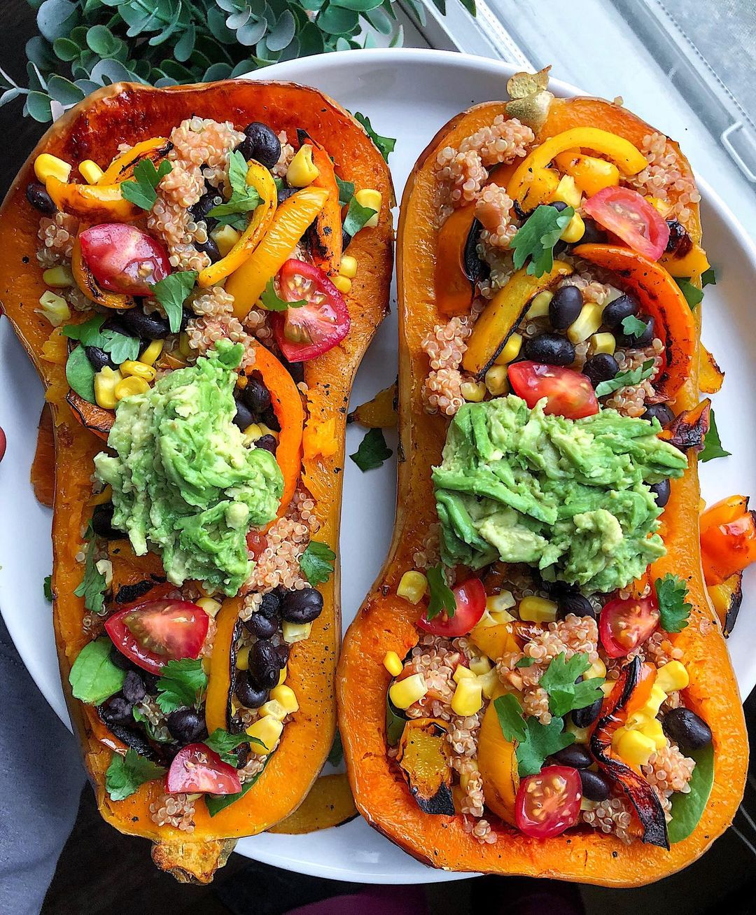 Taco Stuffed Butternut Squash with Plant Based Filling