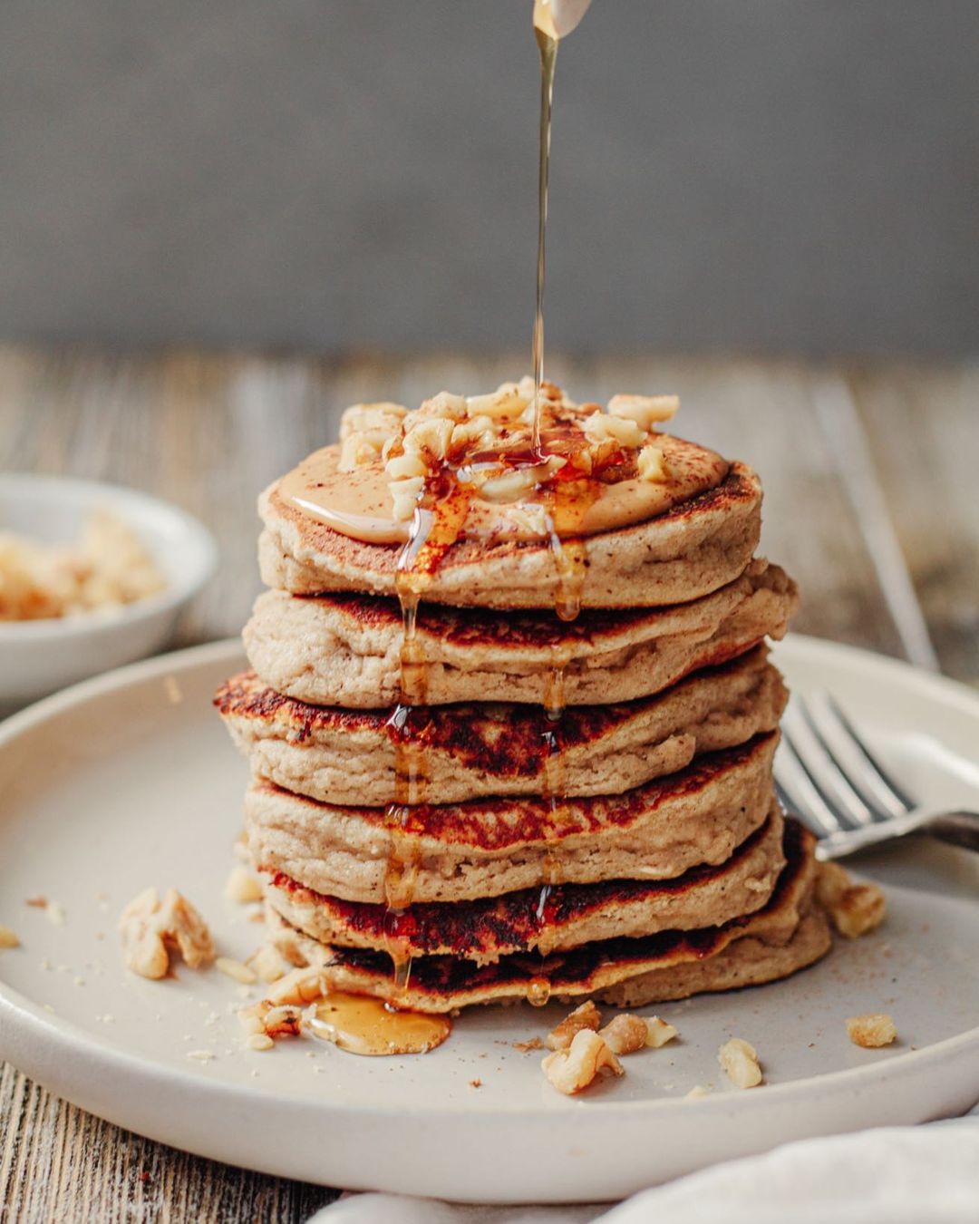 Chai-Spiced Pancakes with Peanut Butter Topping