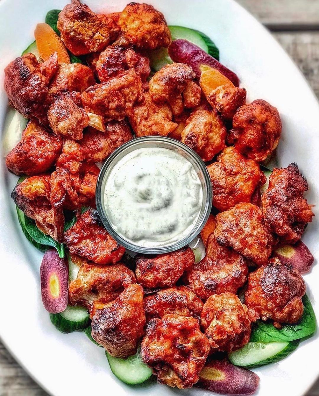 Vegan Baked Cauliflower Wings with Ranch