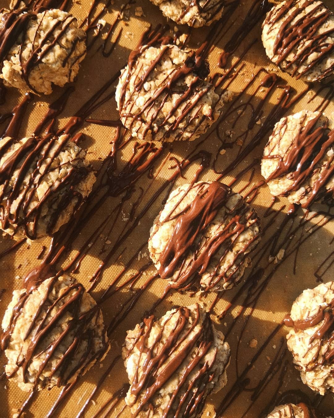 Vegan Oatmeal Cookies with Chocolate Drizzle