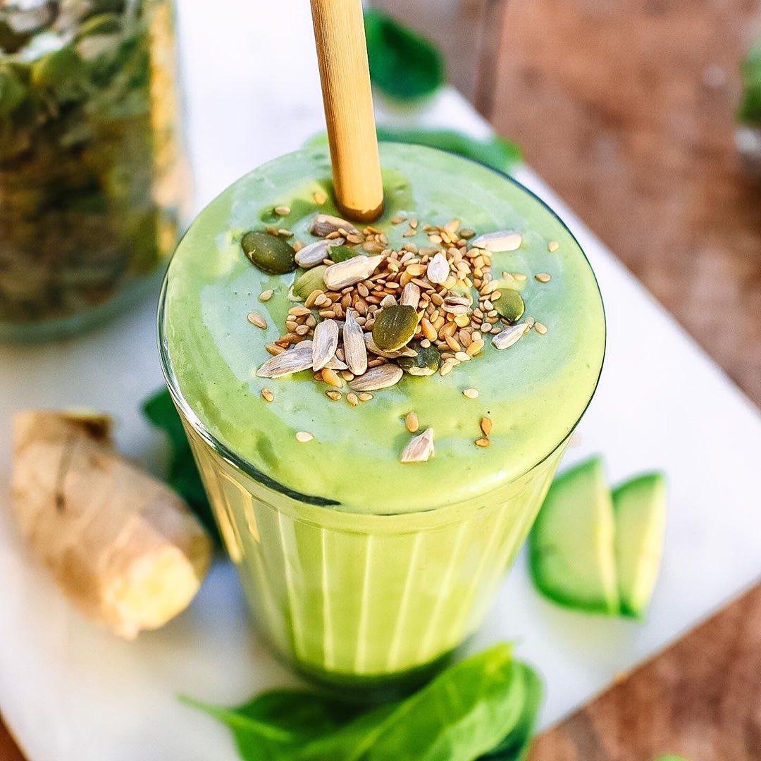Refreshing Green Smoothie with Avocado and Ginger