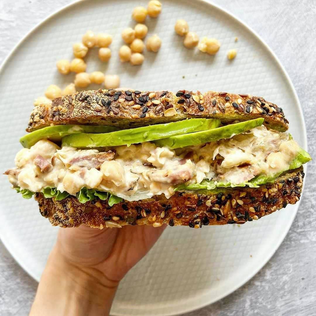 Chickpea Bacon and Avocado Sandwich