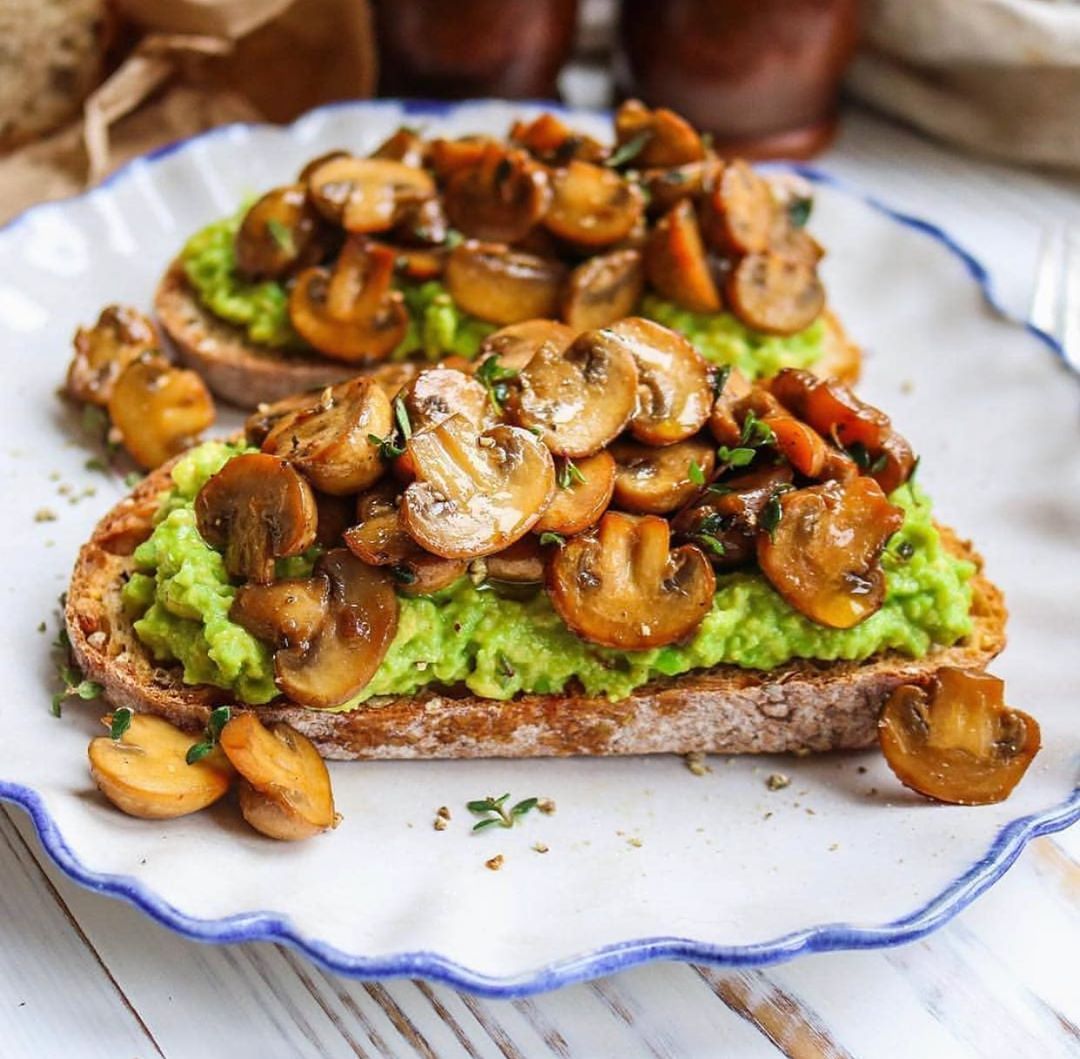 Vegan Avocado and Mushroom Toast