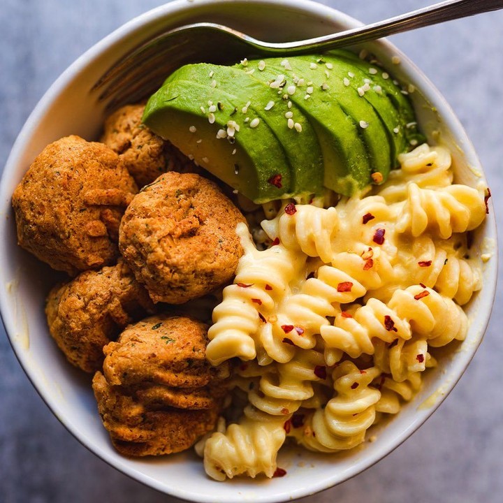 Scrumptious Chickpea Potato Balls with Cheesy Pasta