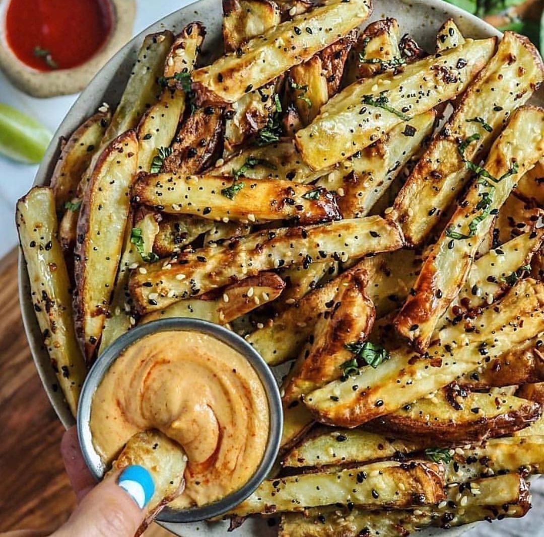 Baked Potatoes with Sriracha-Tahini Sauce