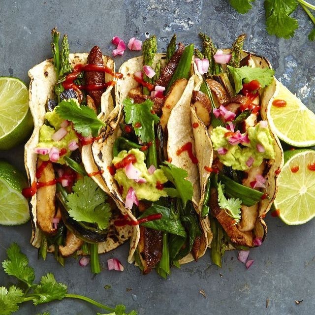 Grilled Asparagus and Shiitake Tacos