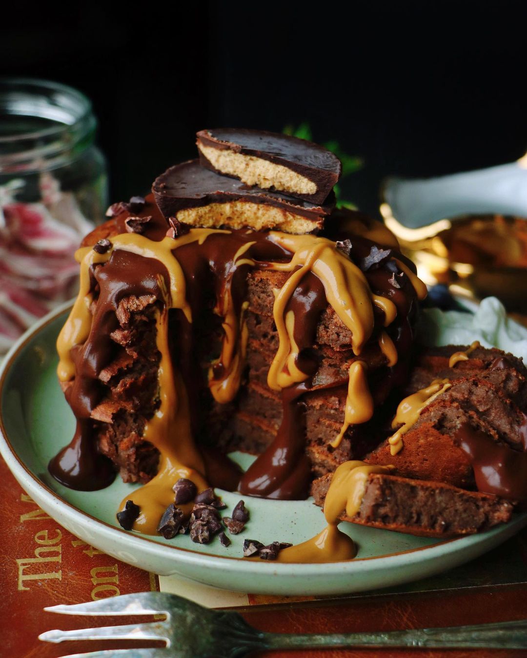 Vegan Peanut Butter Cup Protein Pancakes