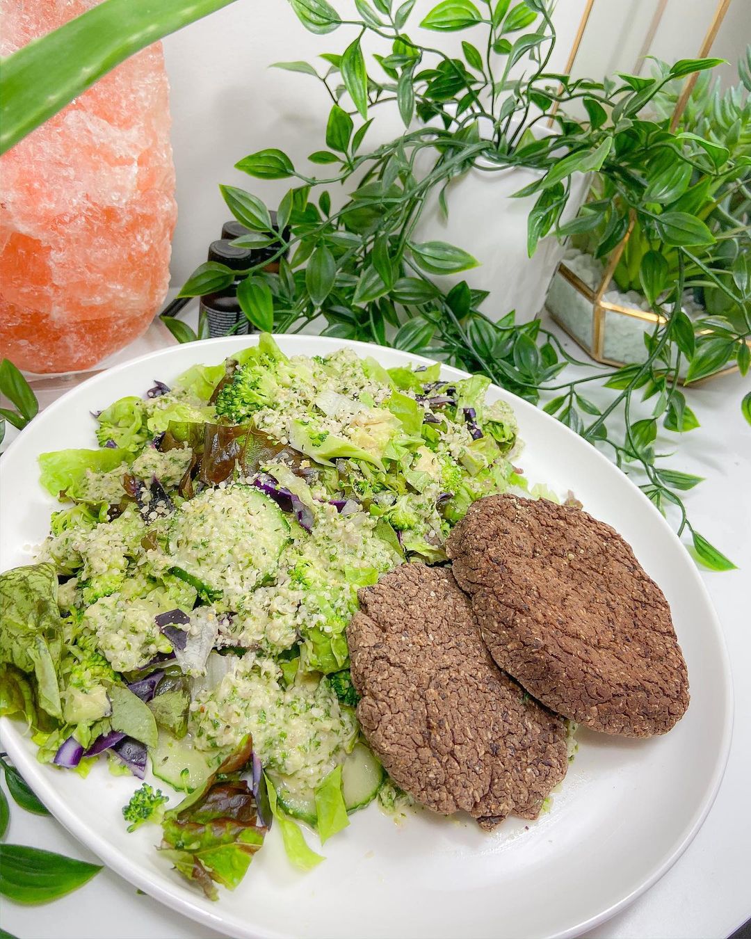Homemade Black Bean Burgers with Fresh Salad