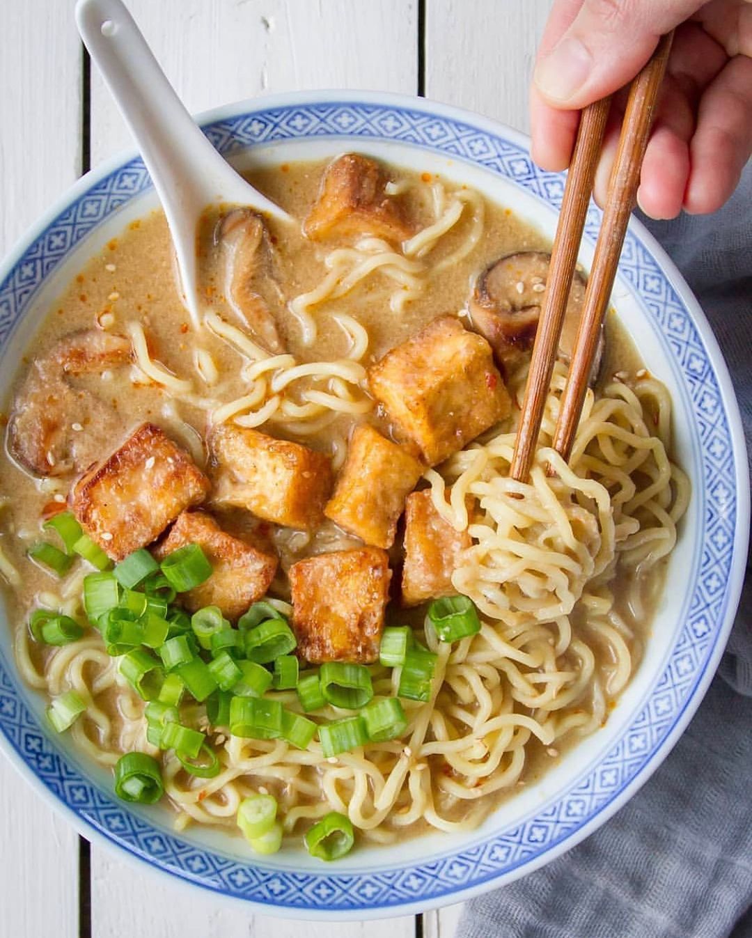 Creamy Ramen Bowl with Crispy Tofu