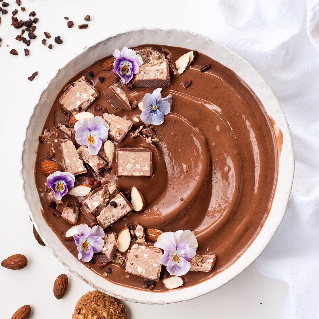 Chocolate Nicecream with Banana and Toppings