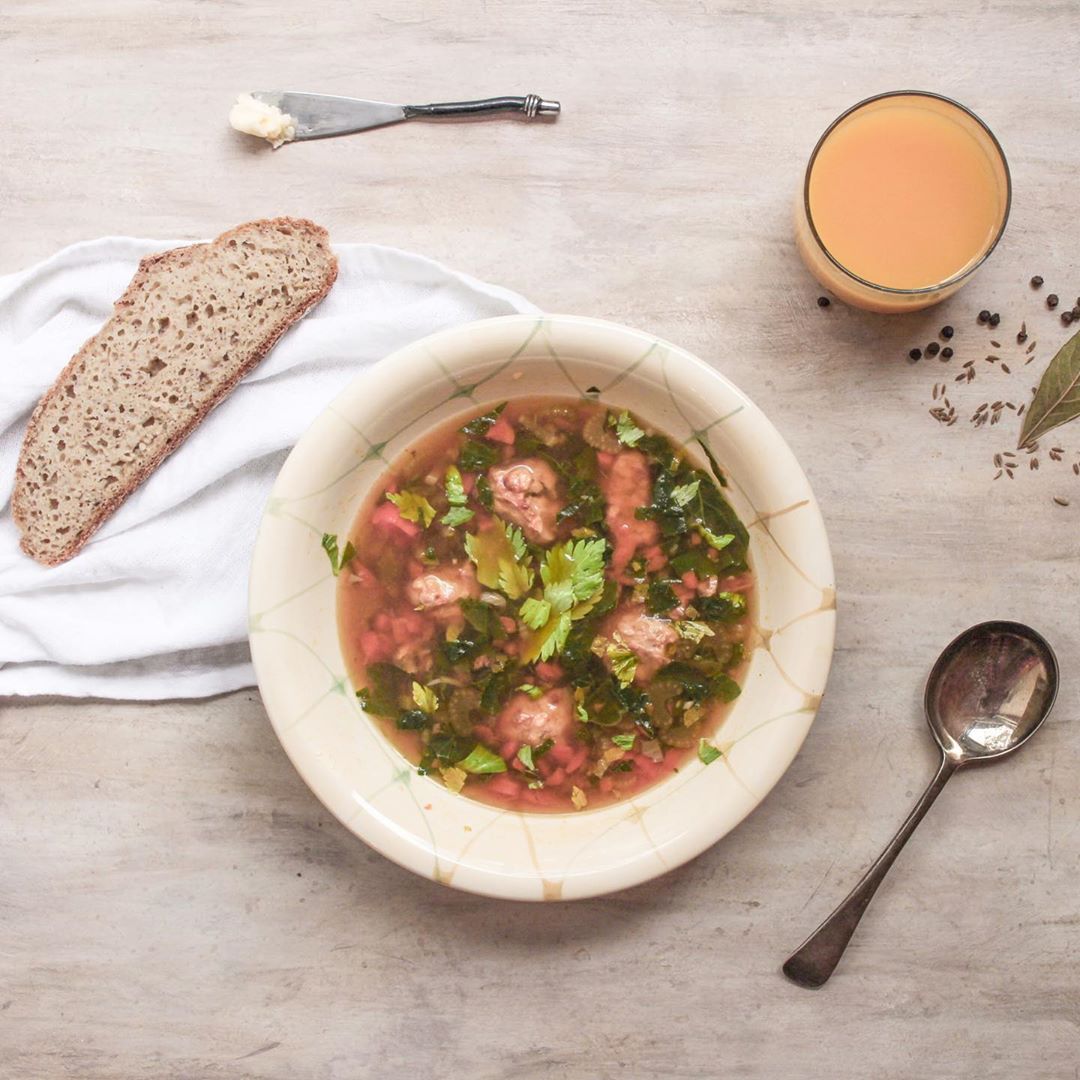 Chicken Meatball and Spinach Soup