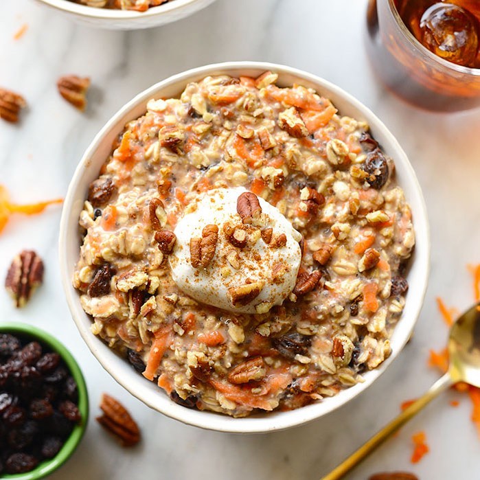 Healthy Carrot Cake Porridge Breakfast
