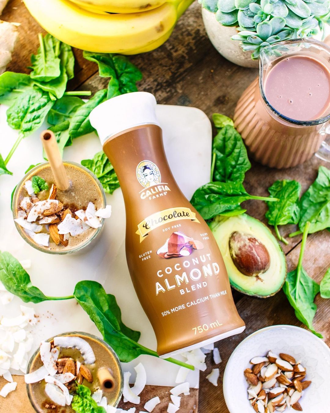 Avocado Chocolate Smoothie with Banana and Spinach