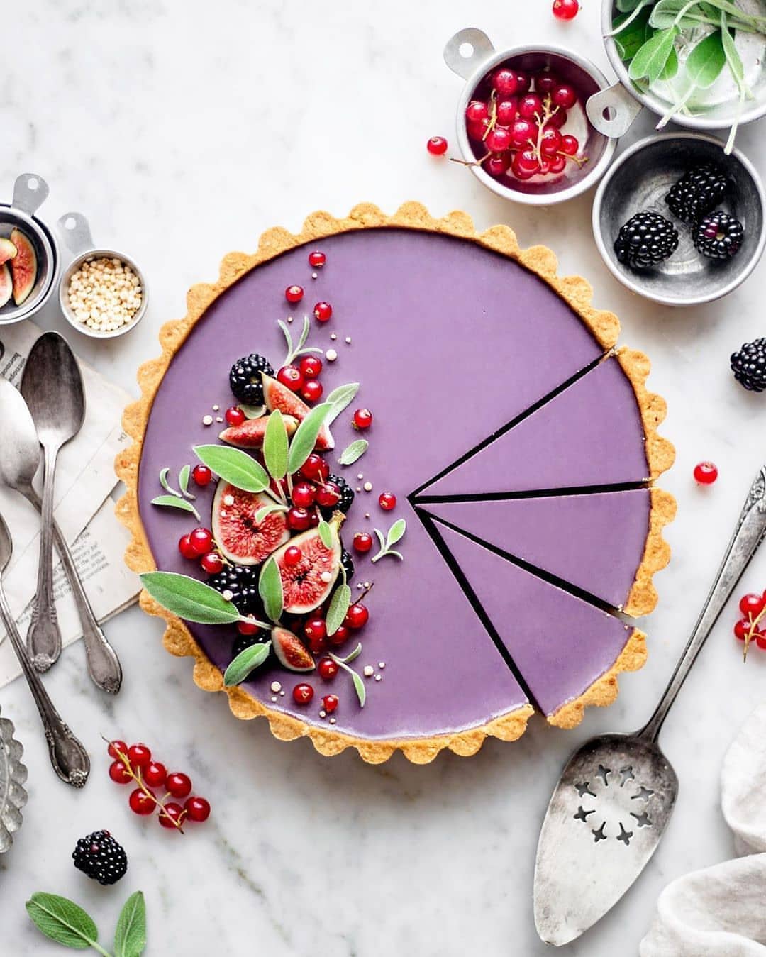 Mixed berry tart with almond crust