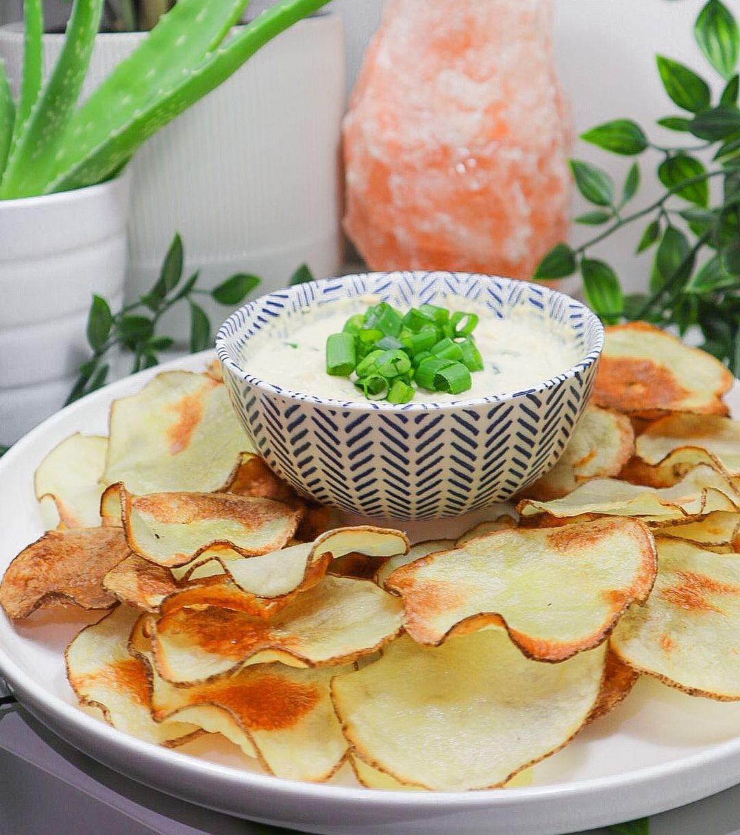 Homemade Potato Chips and Caramelized Onion Dip