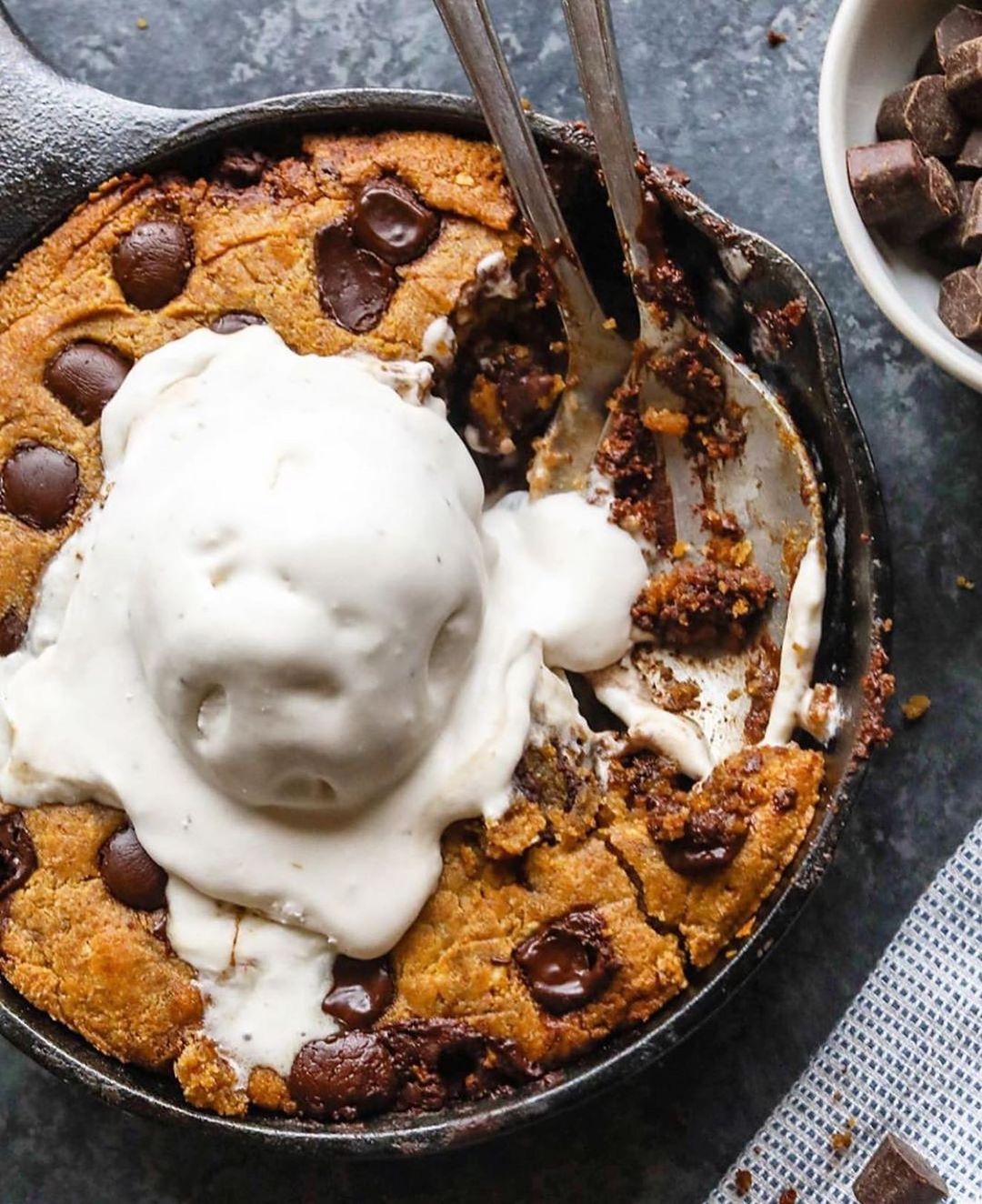 Chocolate Chip Almond Butter Skillet Cookie