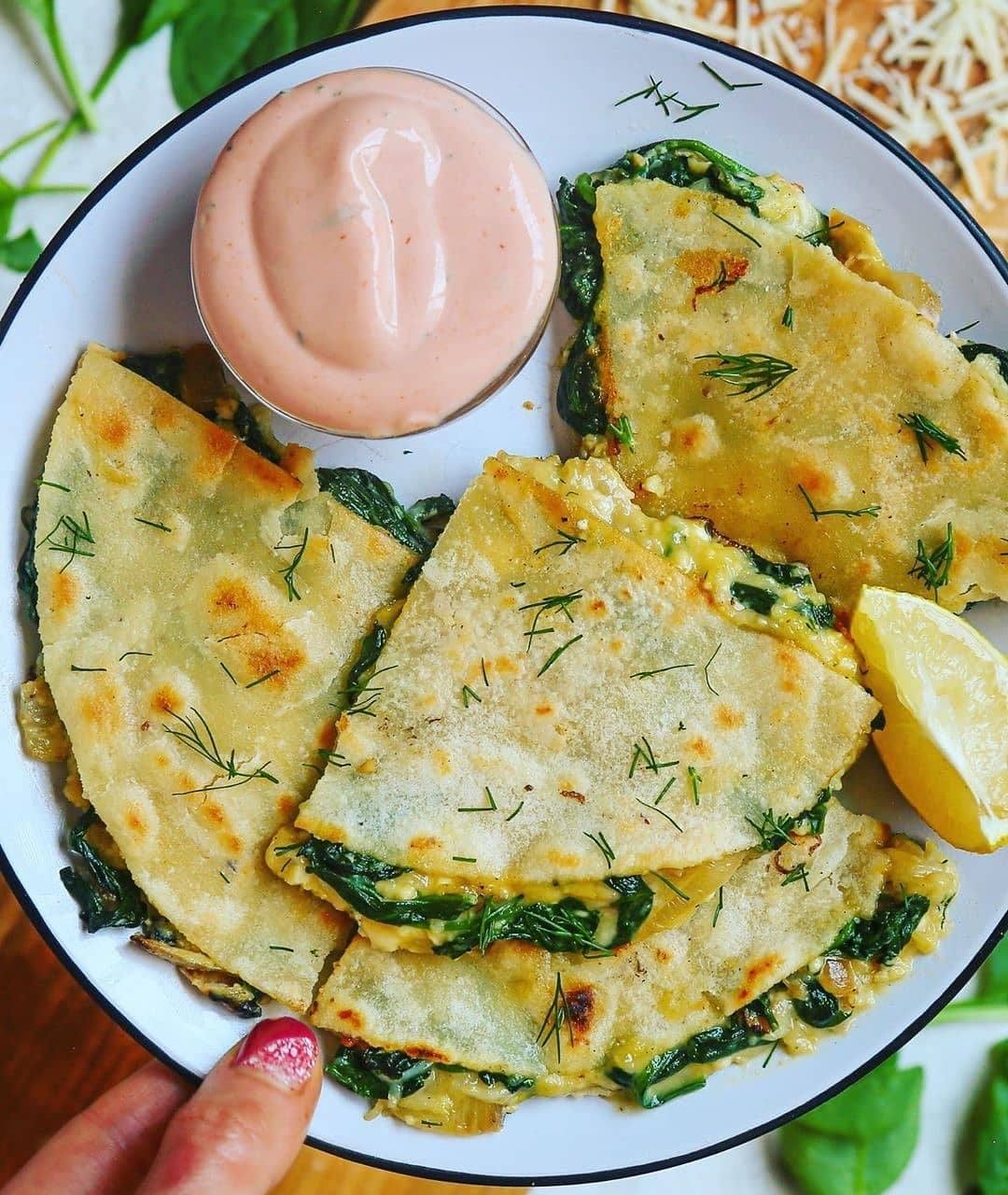 Avocado, Spinach, and Black Bean Quesadillas