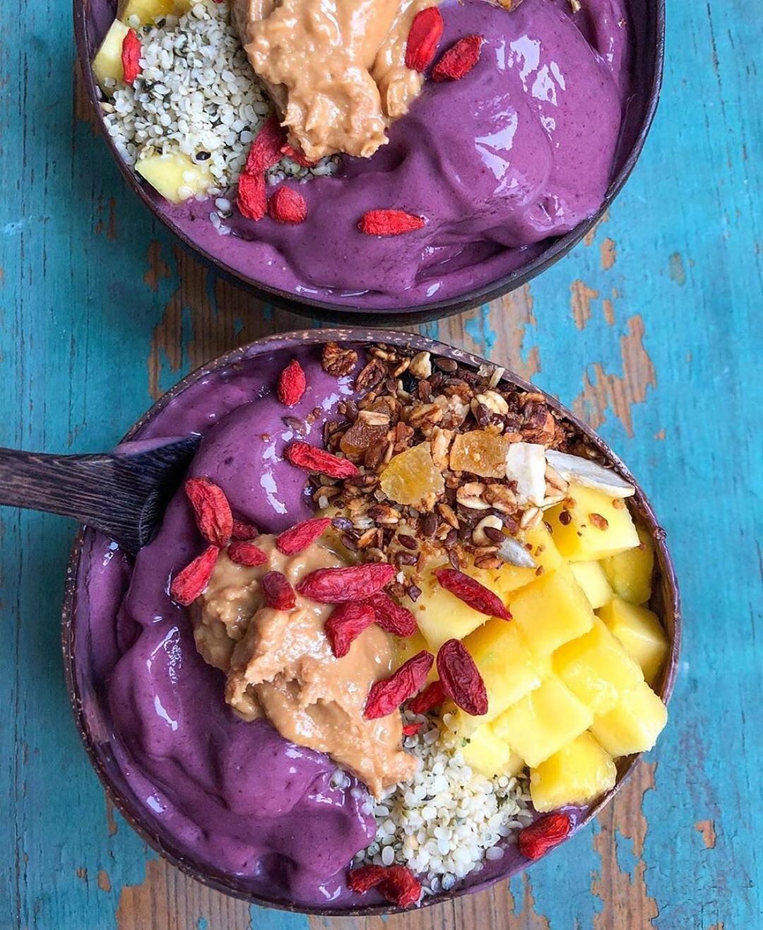 Yummy Acai Bowl with Berries and Toppings
