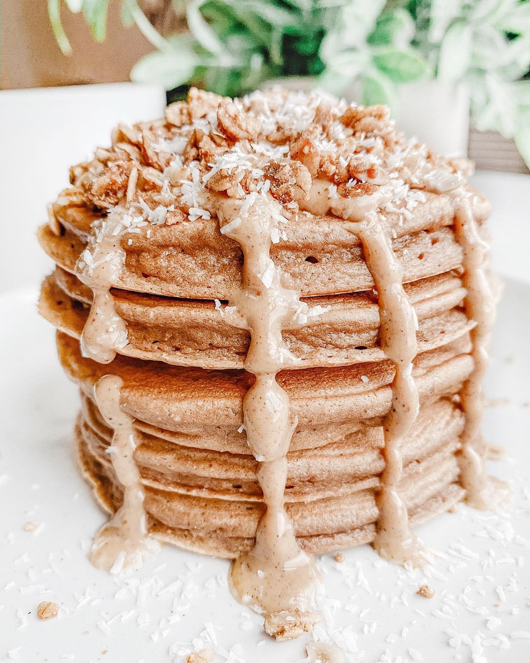 Protein Packed Cacao Pancakes with Almond Topping