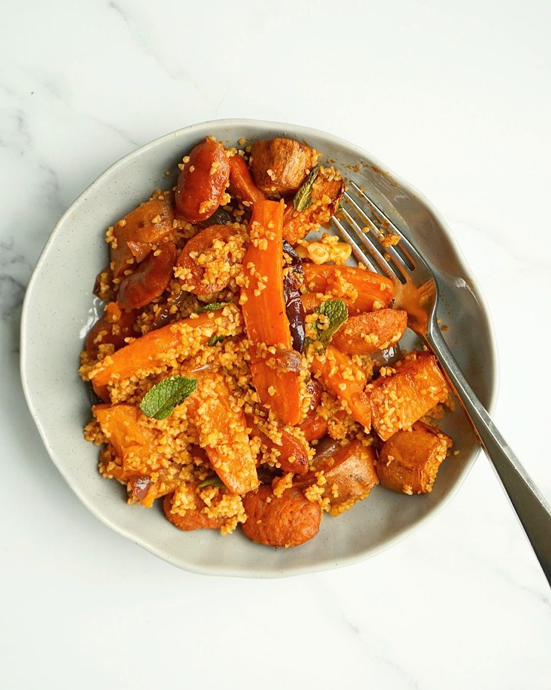 Roasted Chorizo and Vegetables with Bulgur Wheat