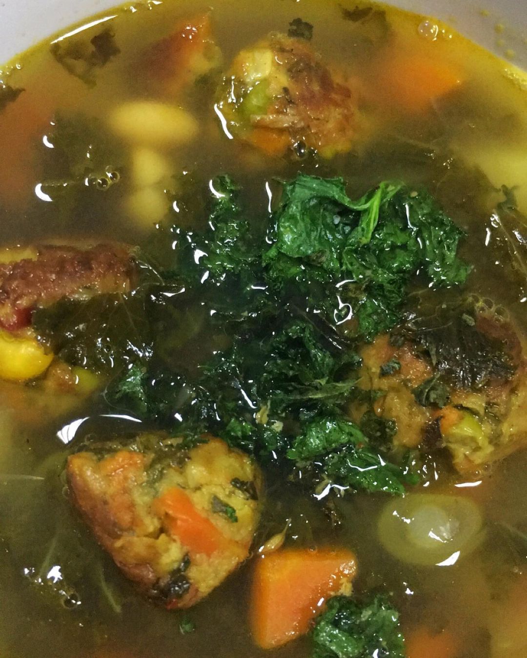 Kale Soup with Vegetable Balls