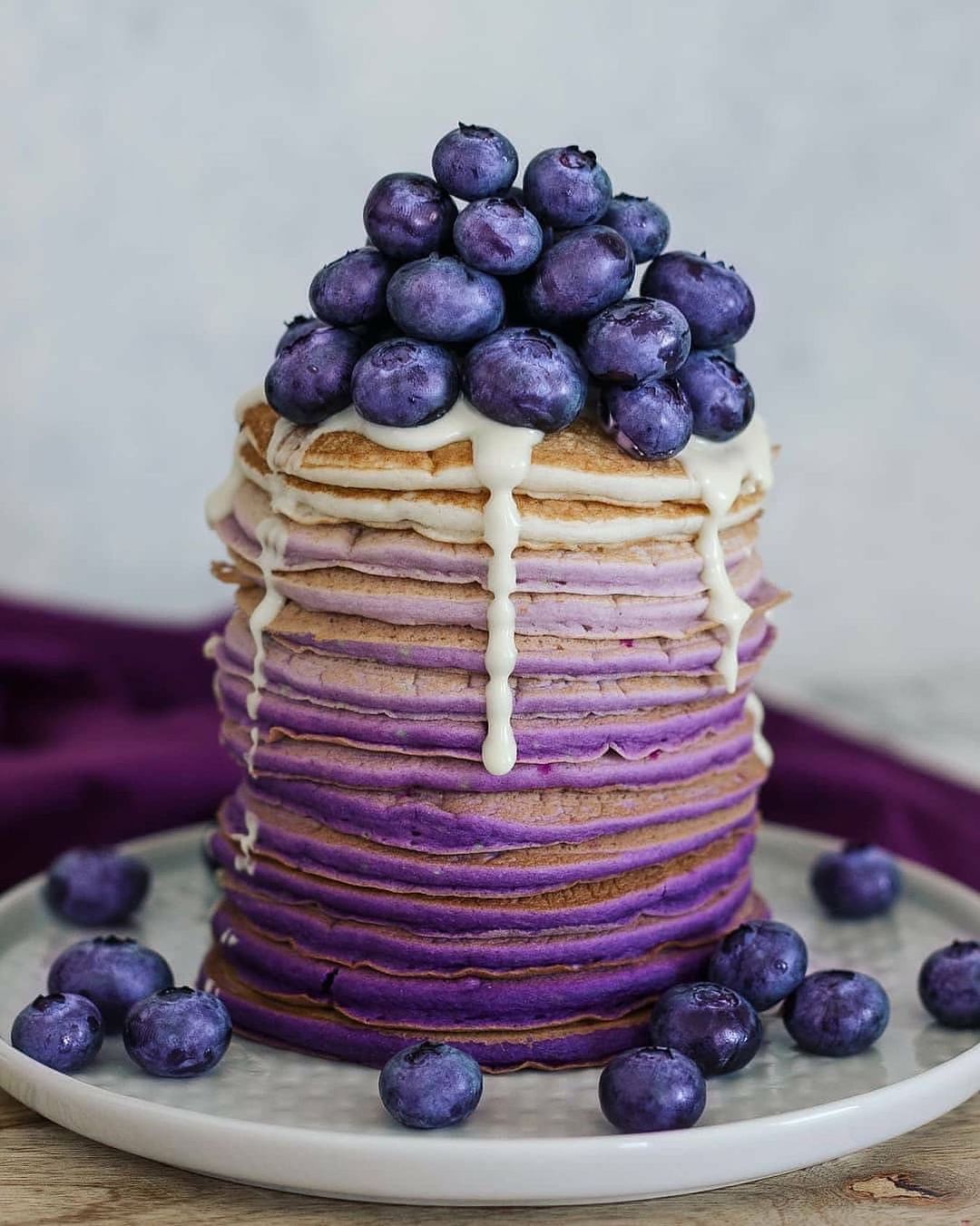 Vegan Purple Ombre Pancakes