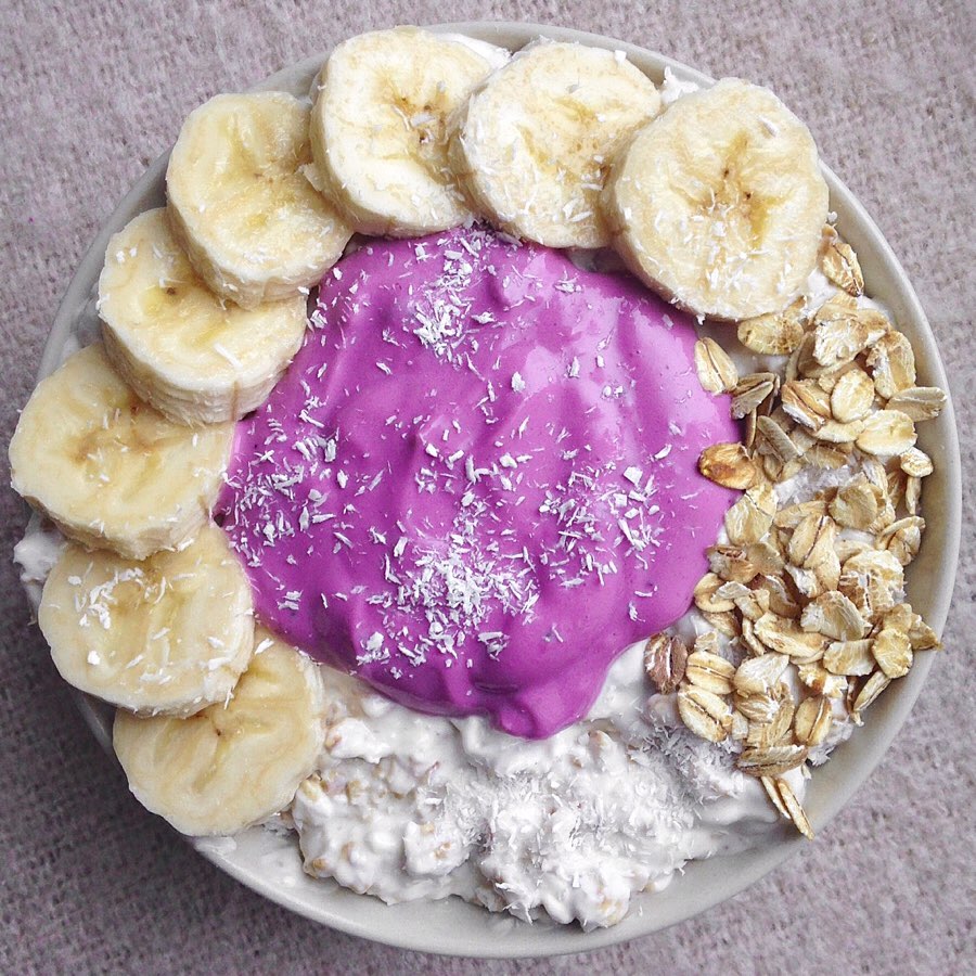 Banana Coconut and Blueberry Yoghurt Overnight Oats