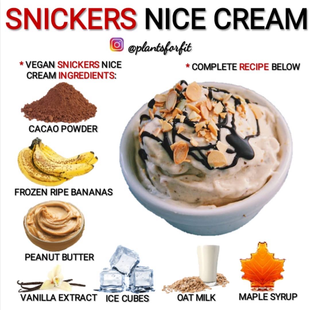 Healthy Vegan Snickers Inspired Nice Cream