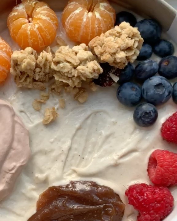 Chestnut Nice Cream with Fruit Toppings