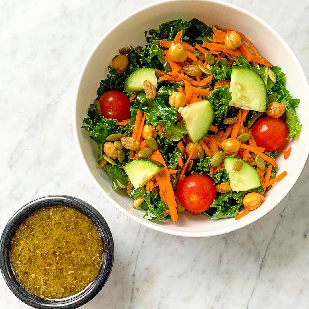 Massaged Kale Salad with Lemon Maple Vinaigrette