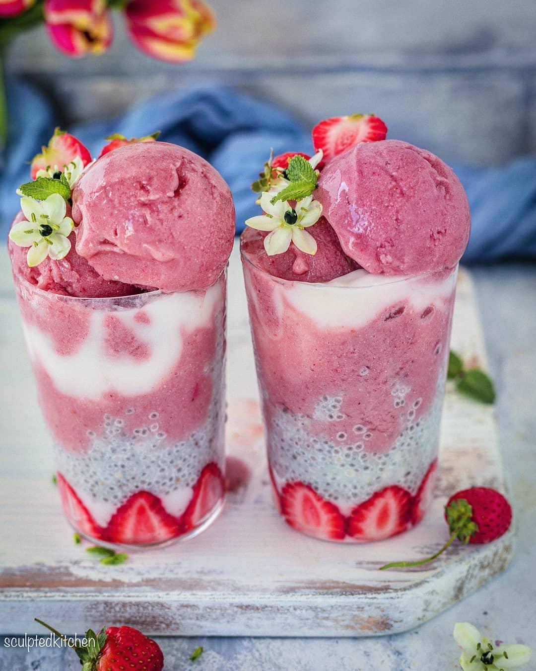 Quick and Easy Pear Strawberry Nice Cream