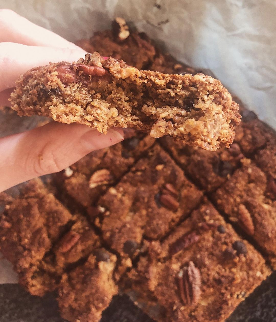 Gingerbread Pecan Peanut Butter Bars