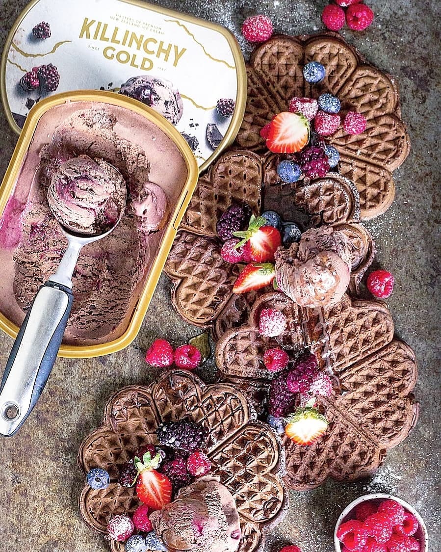 Luxurious Chocolate Waffles with Ice Cream