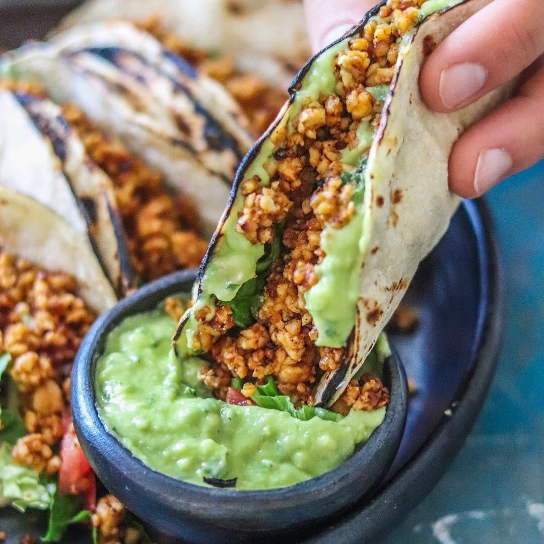 Tempeh Tacos with Avocado Dip