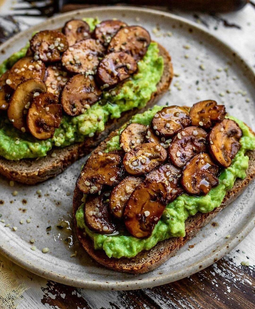 Avocado Garlicky Mushroom Toast