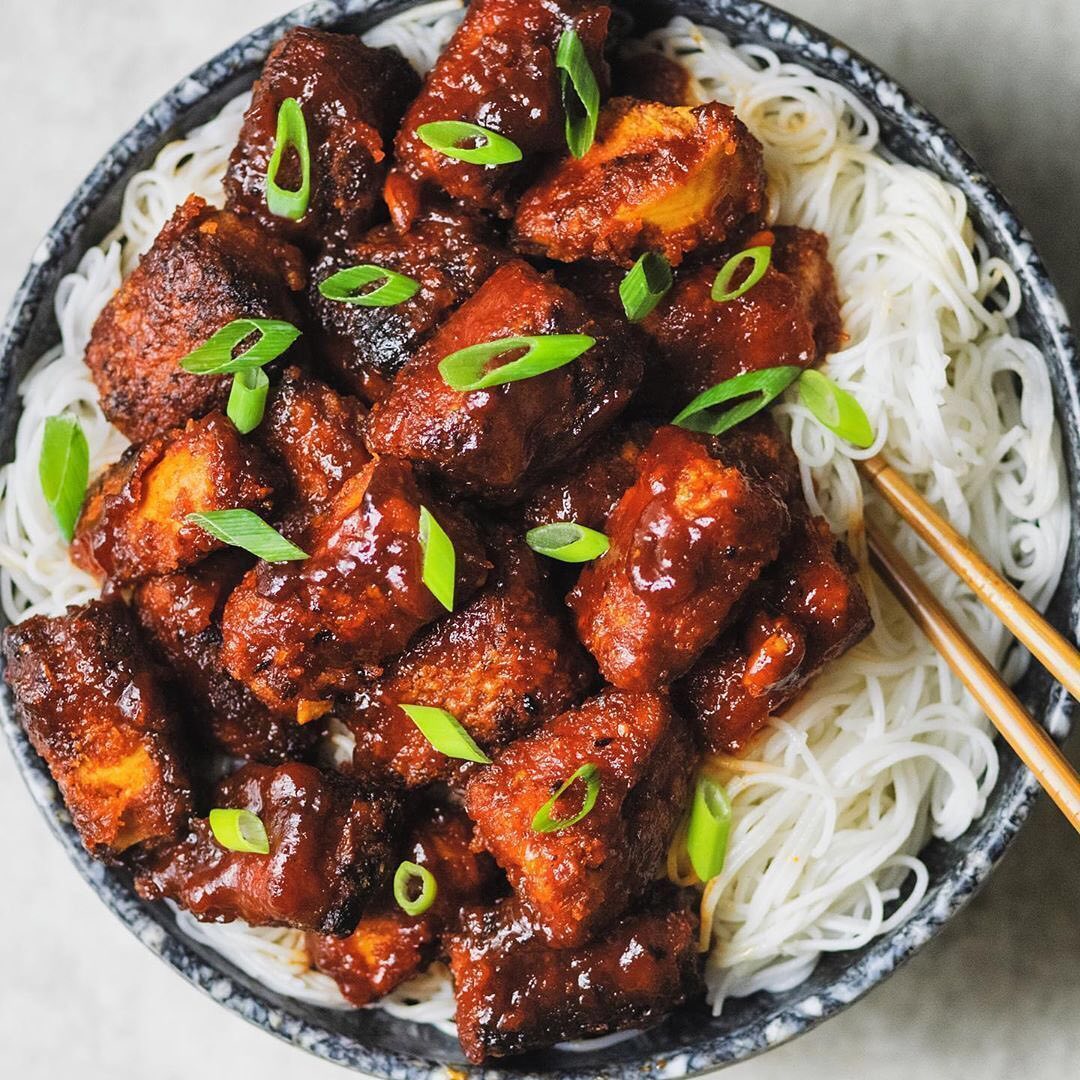 Korean Style Tofu with Spicy Marinade