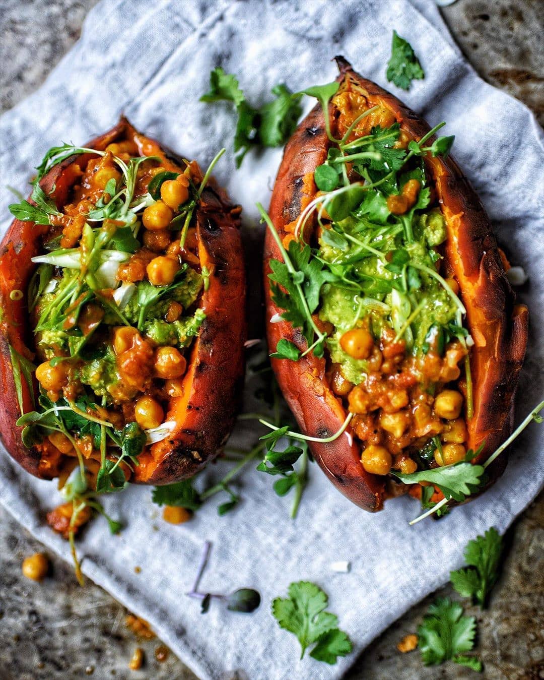 Tempting Curried Chickpea Stuffed Sweet Potatoes