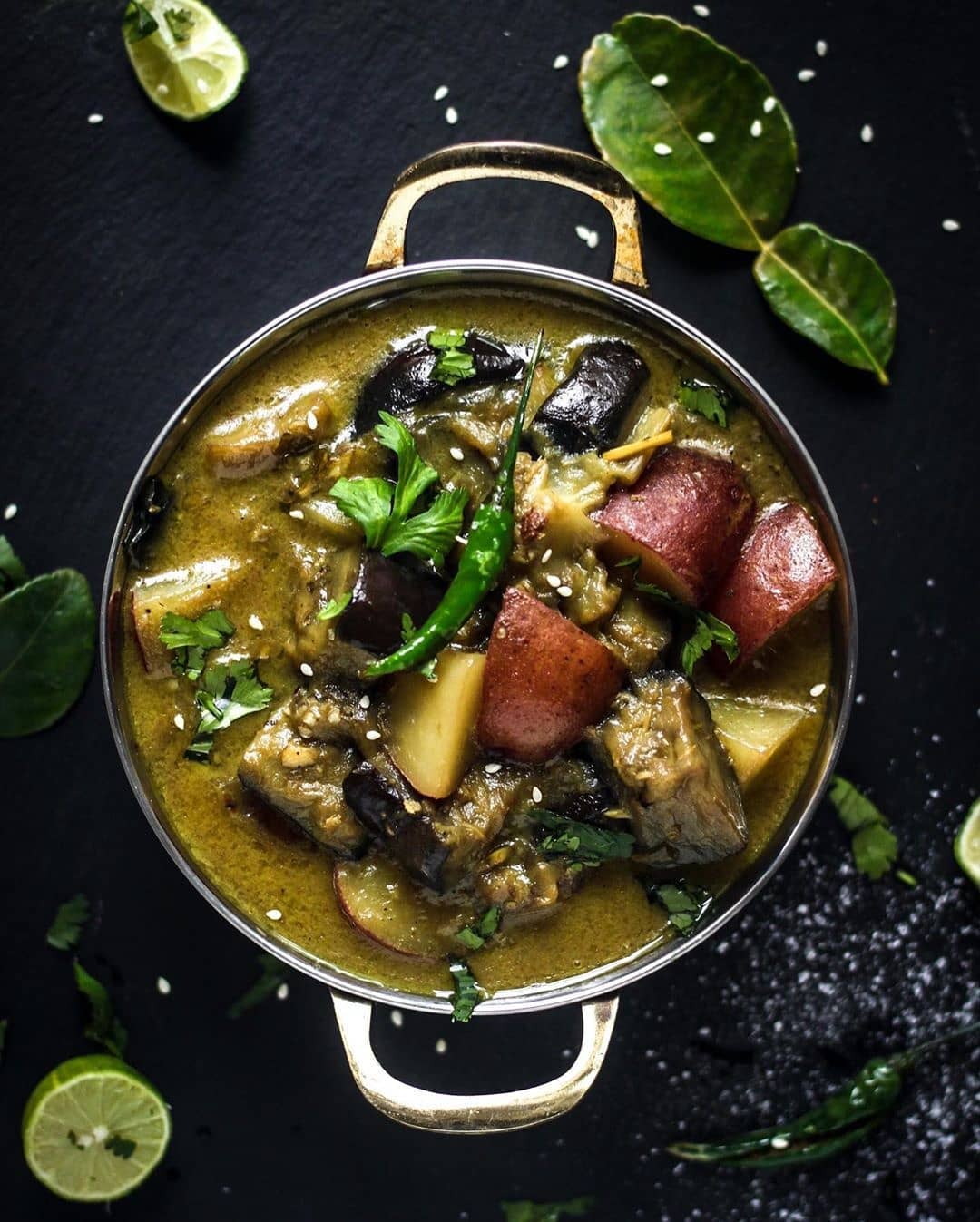 Potato and Eggplant Curry with Sesame and Tamarind