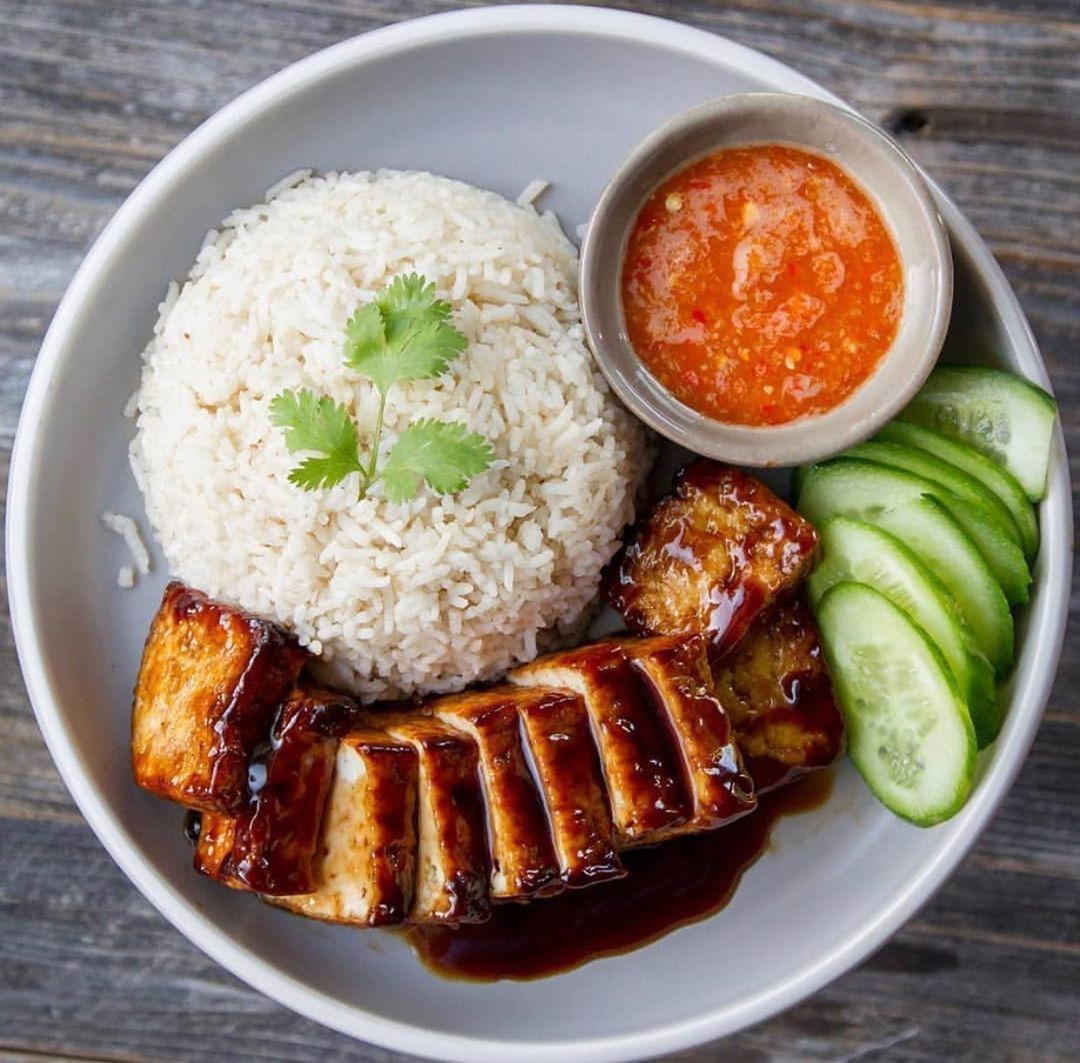Vegan Chinese BBQ Rice with Tofu
