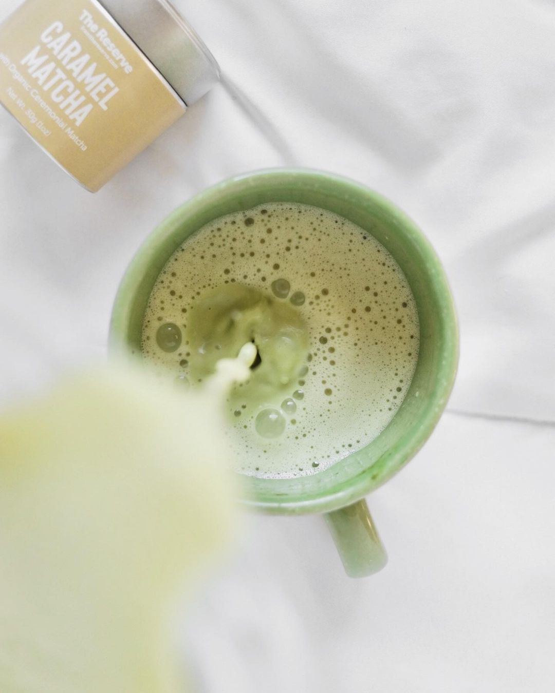 Simple Caramel Matcha Latte Drink