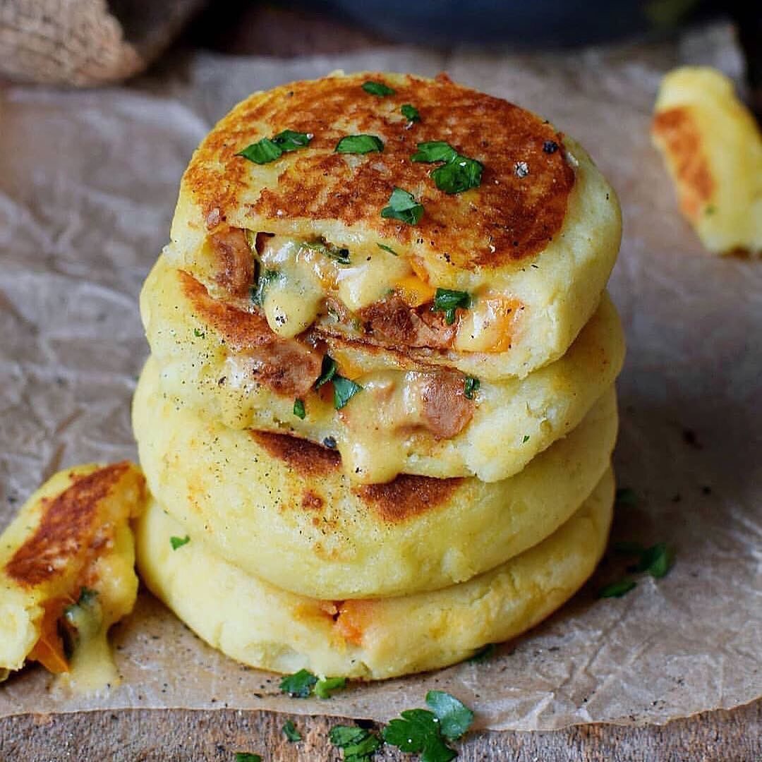 Vegan Stuffed Potato Cakes with Vegetables