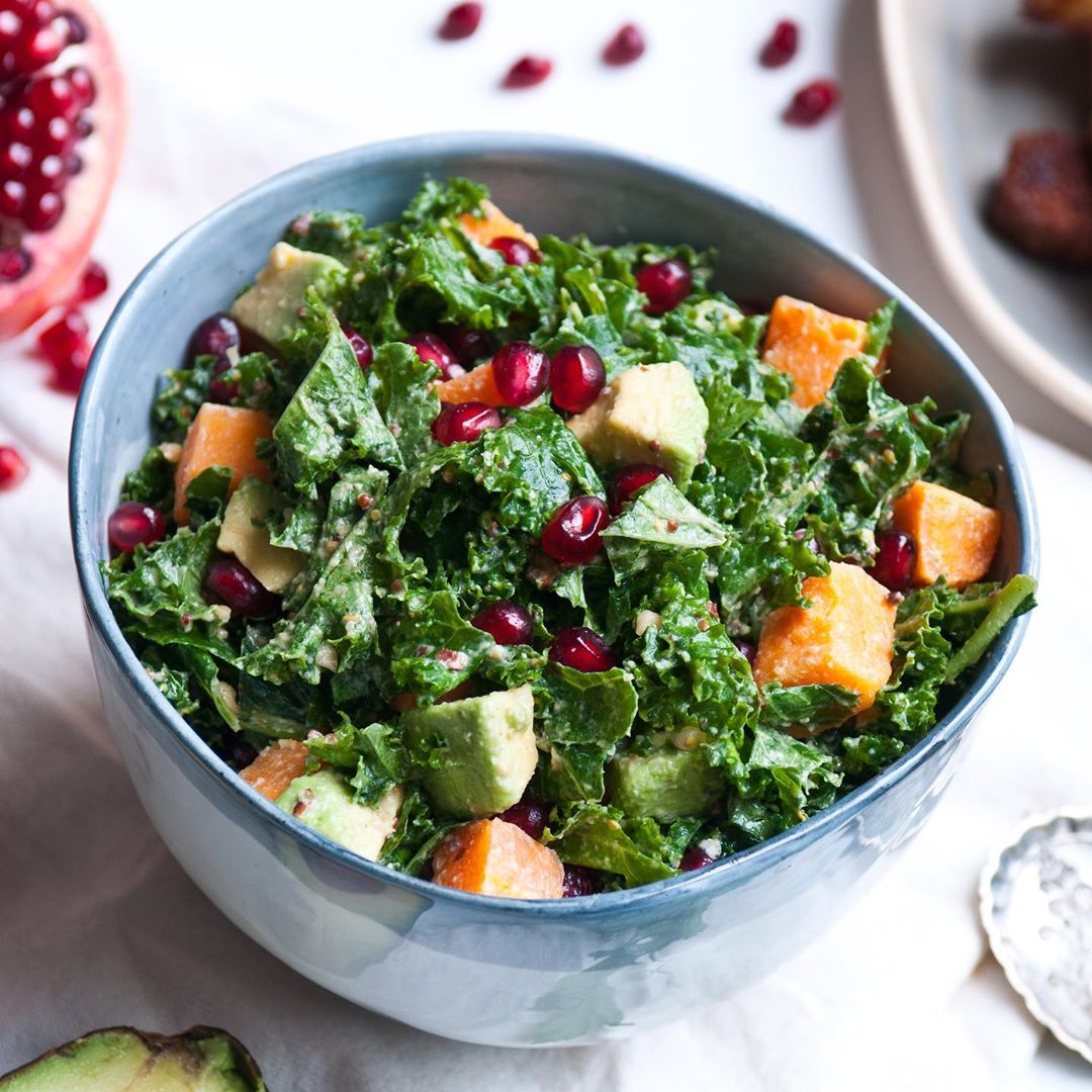 Pomegranate and Kale Salad with Peanut Butter Dressing