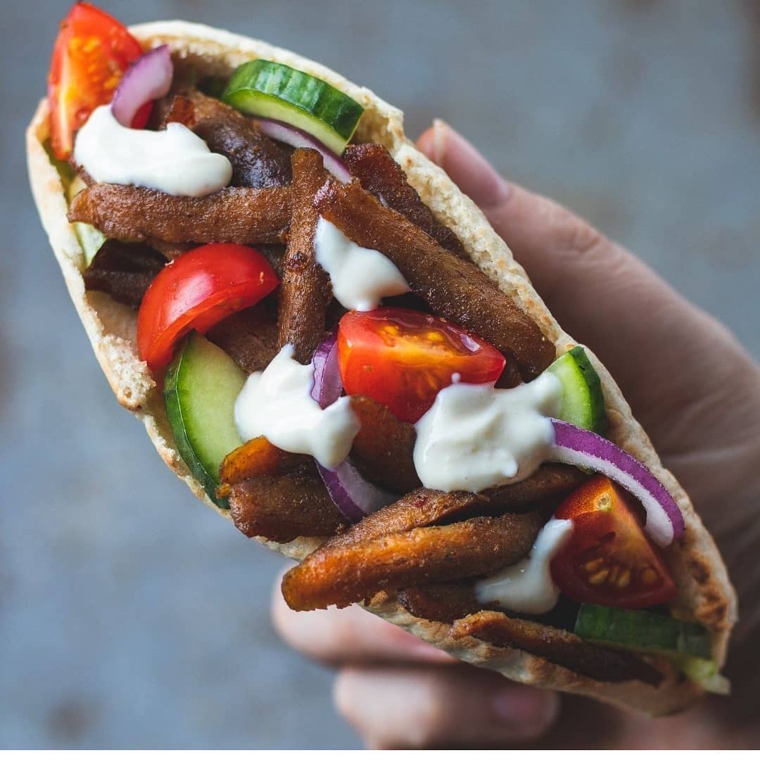 Vegan Plant Shawarma Kebab Pitta with Garlic Sauce