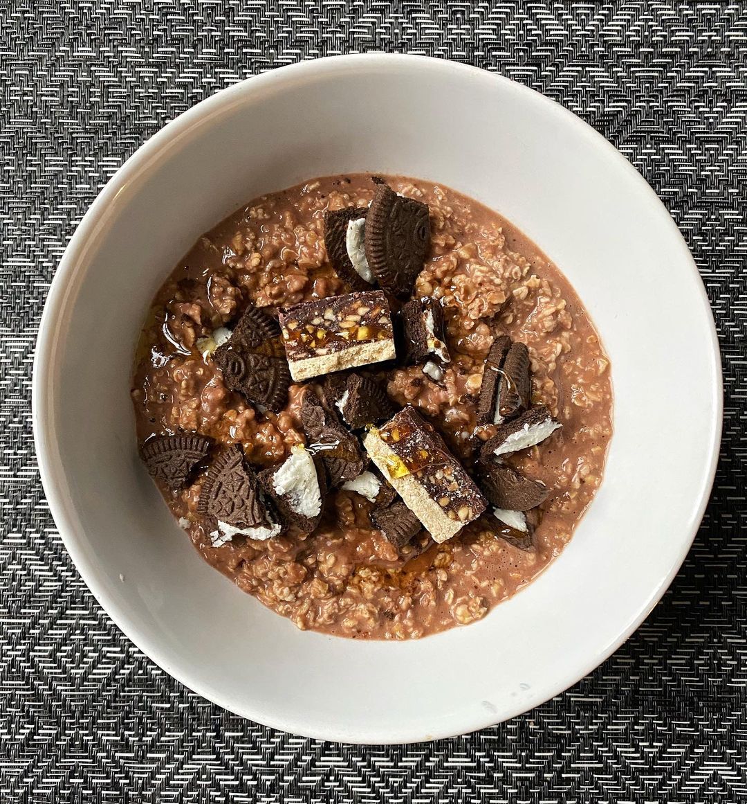 Chocolate Oat Porridge with Oreos and Syrup