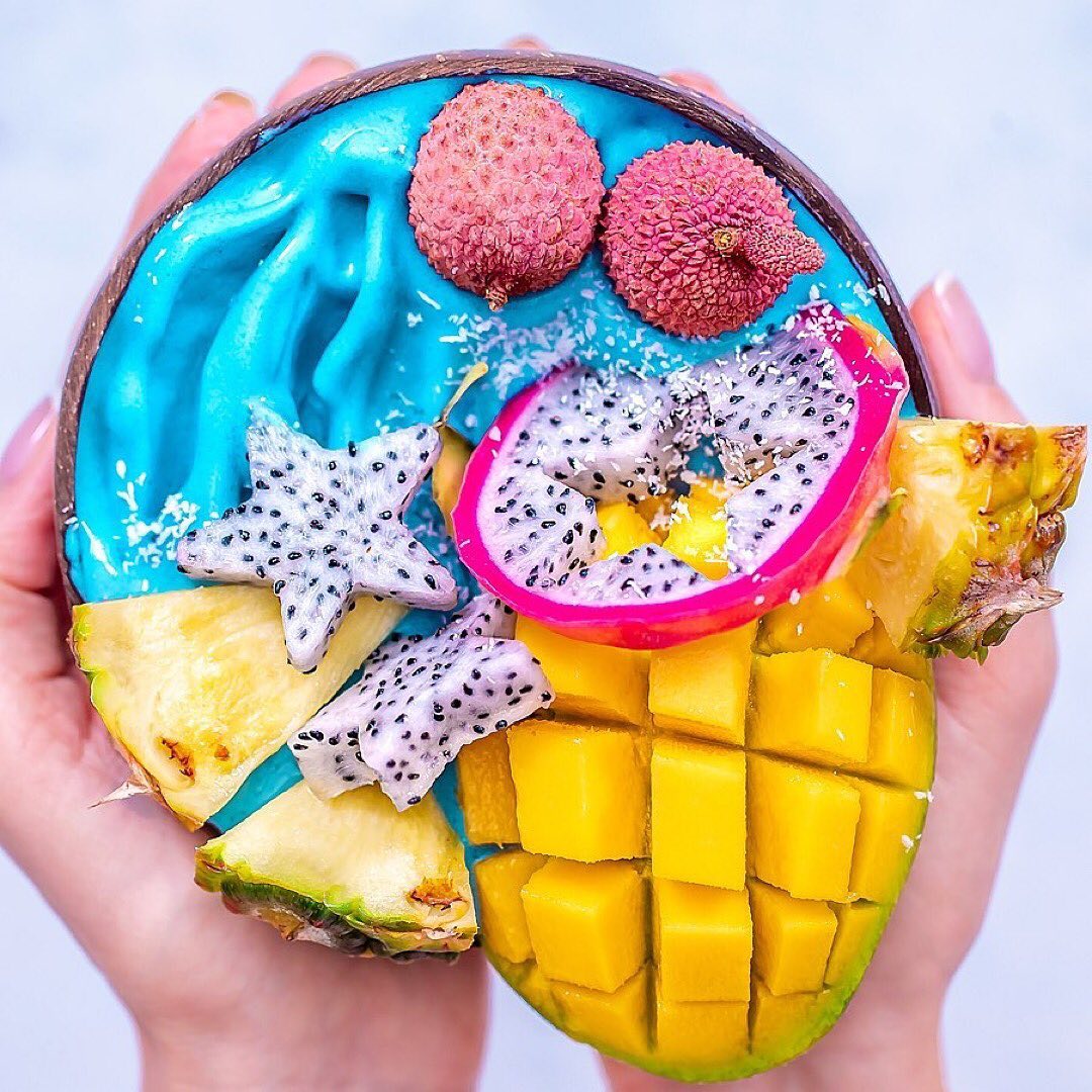 Blue Exotic Smoothie Bowl with Spirulina