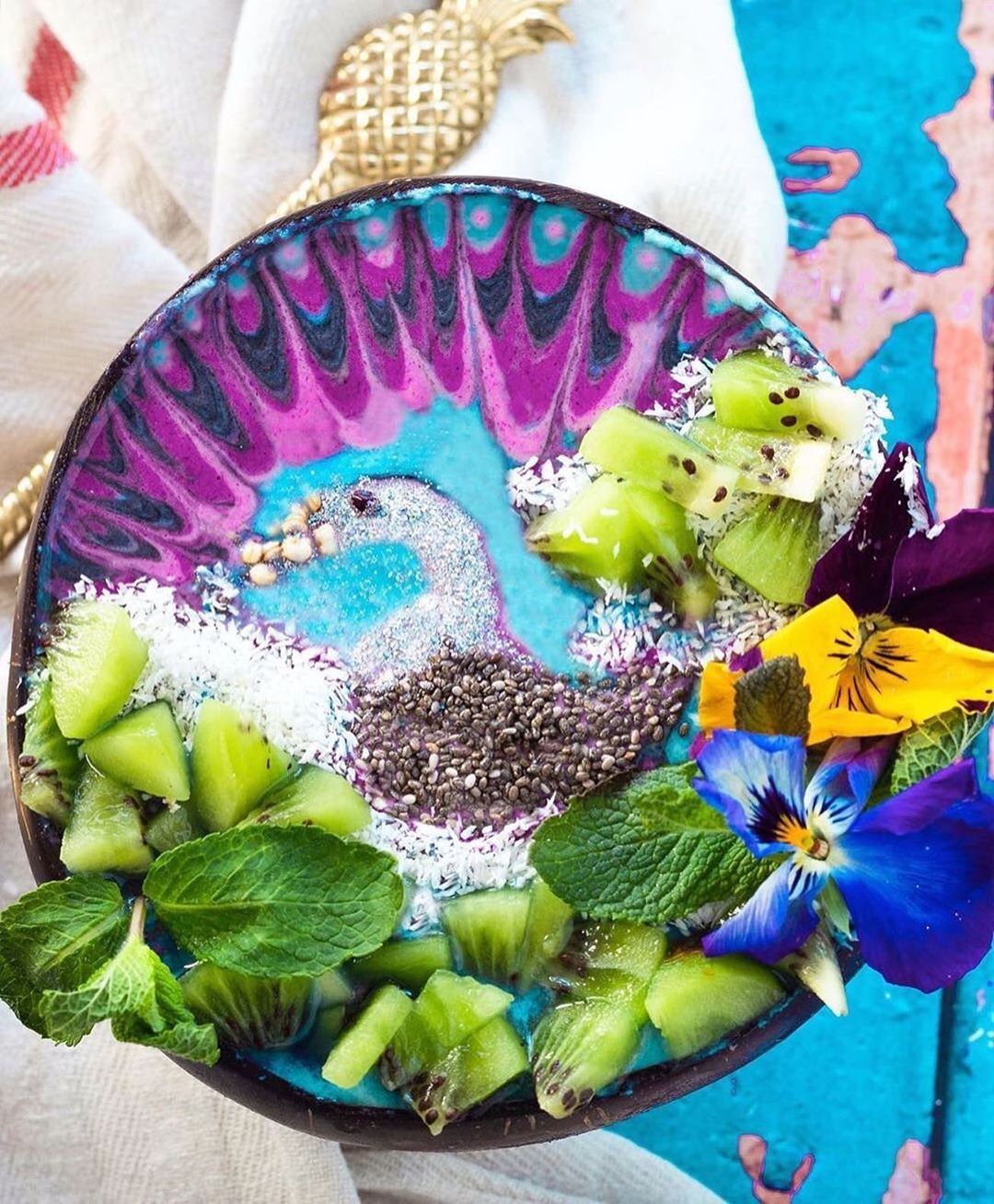 Vibrant Four-Color Smoothie Bowl Creation