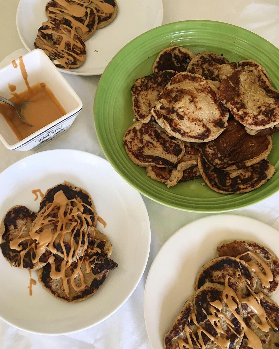 Sunday Banana Pancake Breakfast with Peanut Butter Sauce