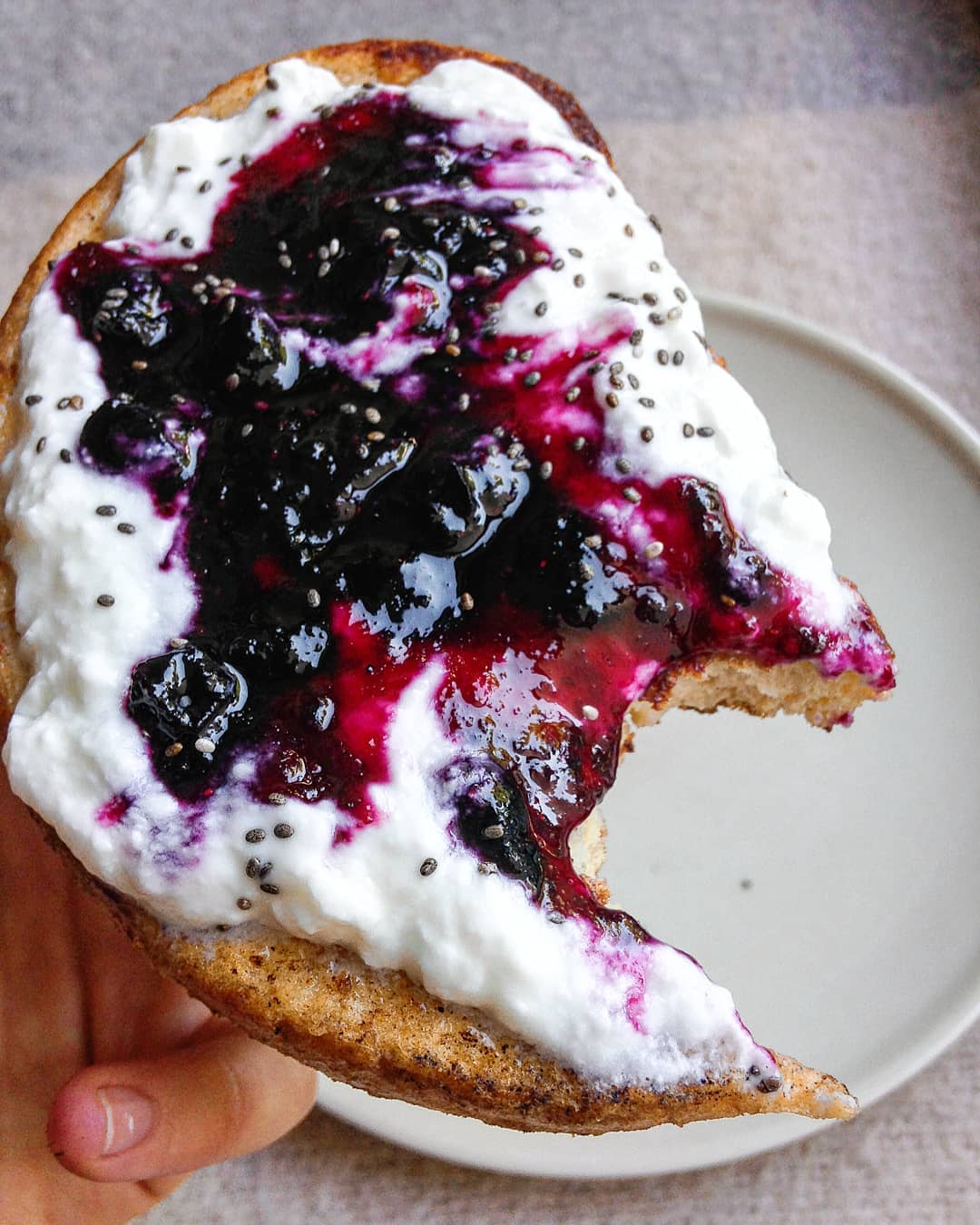 French Toast with Yogurt, Chia, and Blueberries